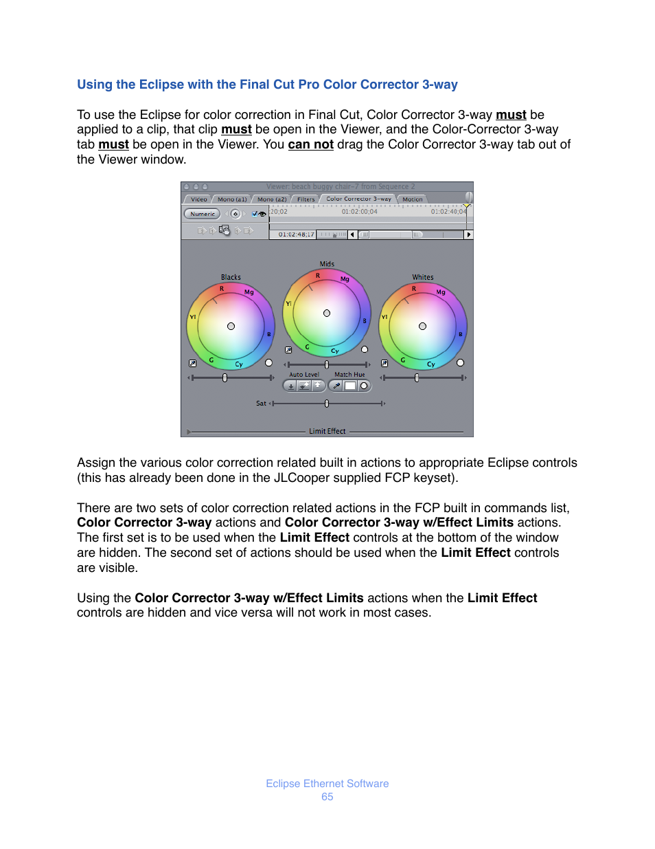 Sing the, Clipse with the, Inal | Olor, Orrector | JLCooper Eclipse Ethernet 2.6 for OSX User Manual | Page 68 / 134