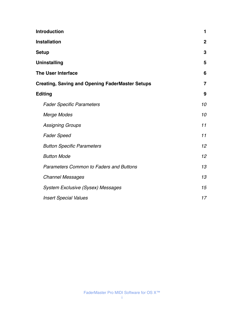 JLCooper FaderMaster Pro MIDI for OS X User Manual | Page 2 / 20