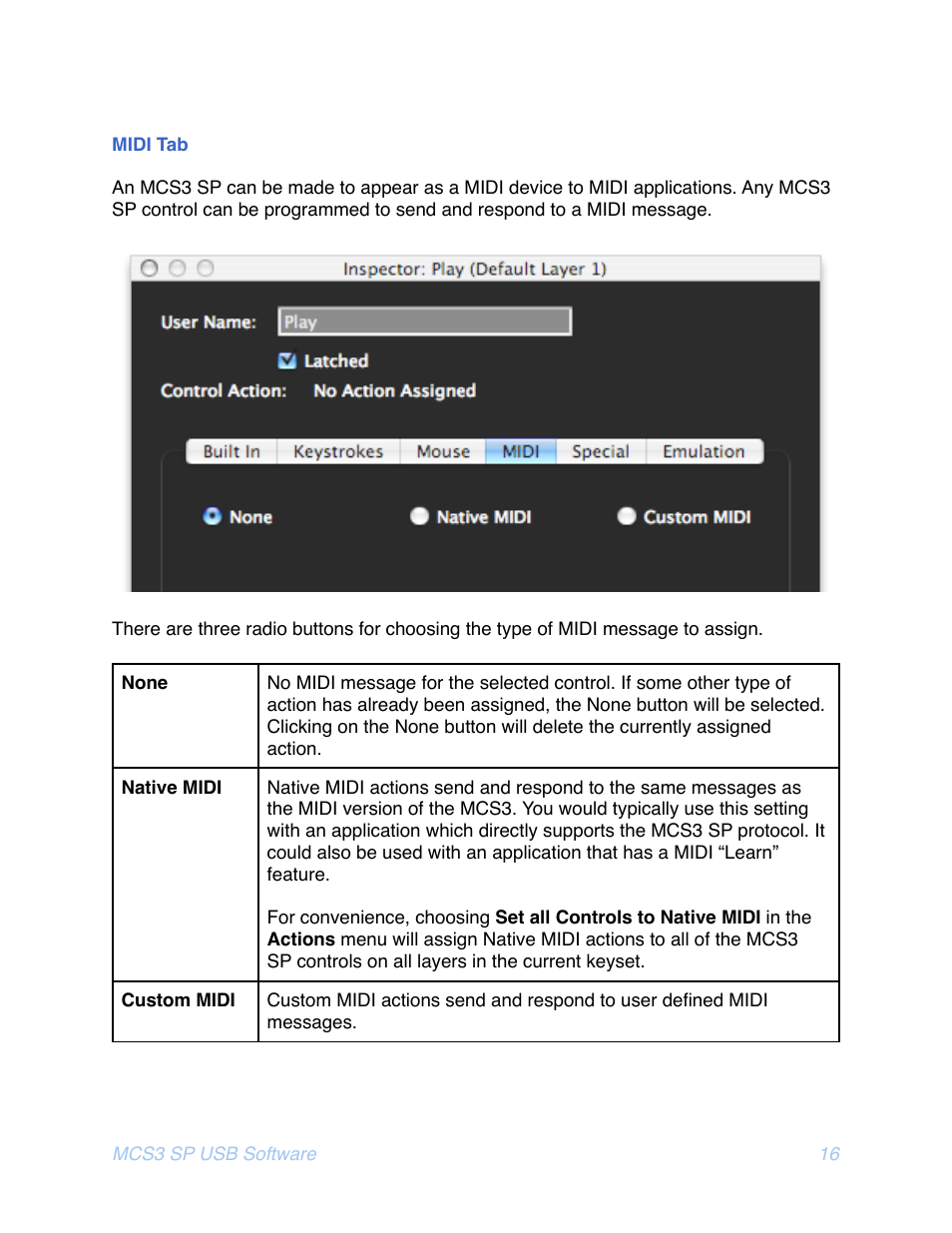 Midi | JLCooper MCS3 SP USB for OSX User Manual | Page 18 / 43
