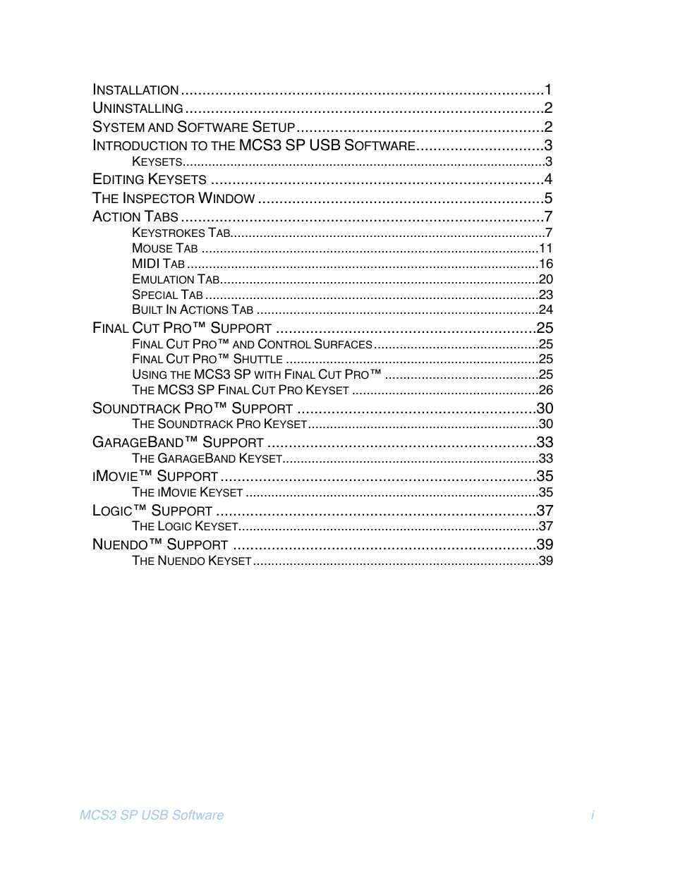 JLCooper MCS3 SP USB for OSX User Manual | Page 2 / 43
