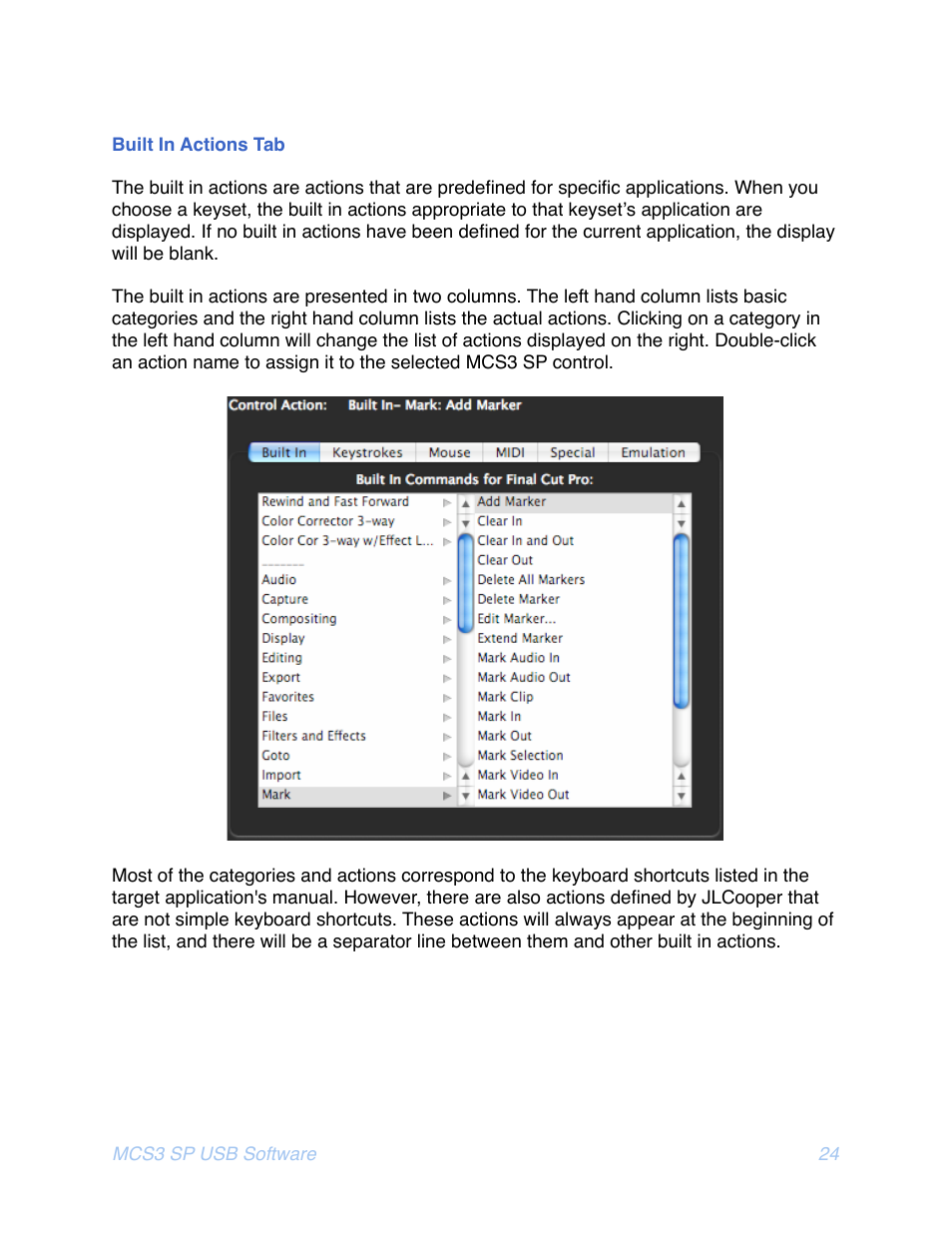 Uilt, Ctions | JLCooper MCS3 SP USB for OSX User Manual | Page 26 / 43