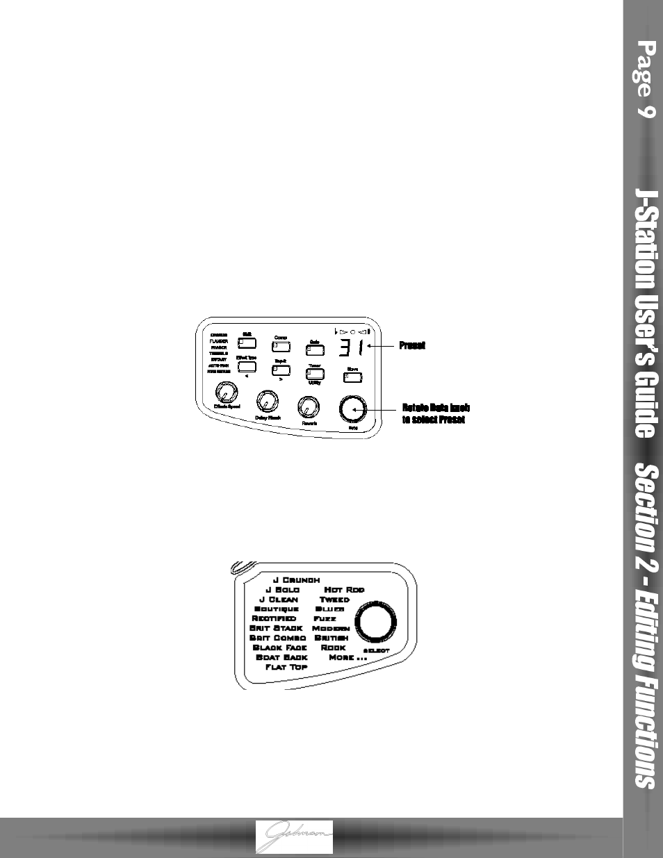 Editing/creating presets, Top level editing | Johnson Amplification J-STATION User Manual | Page 14 / 39