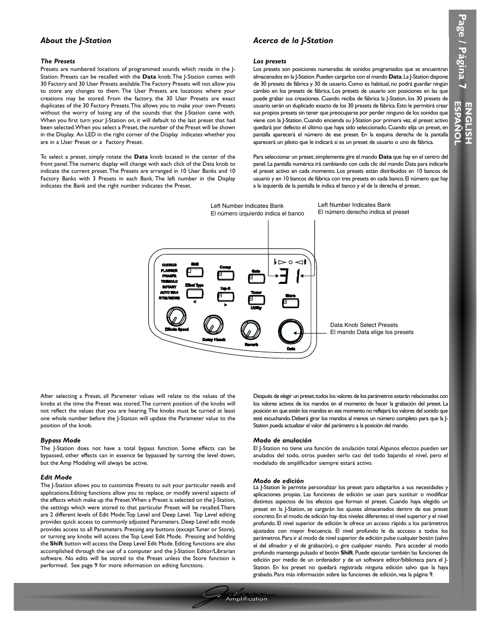Pa g e / p á gina 7 | Johnson Amplification J-STATION User Manual | Page 12 / 76