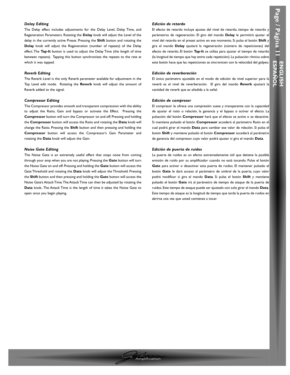 Pa g e / p á gina 11, English esp a ñ ol | Johnson Amplification J-STATION User Manual | Page 16 / 76