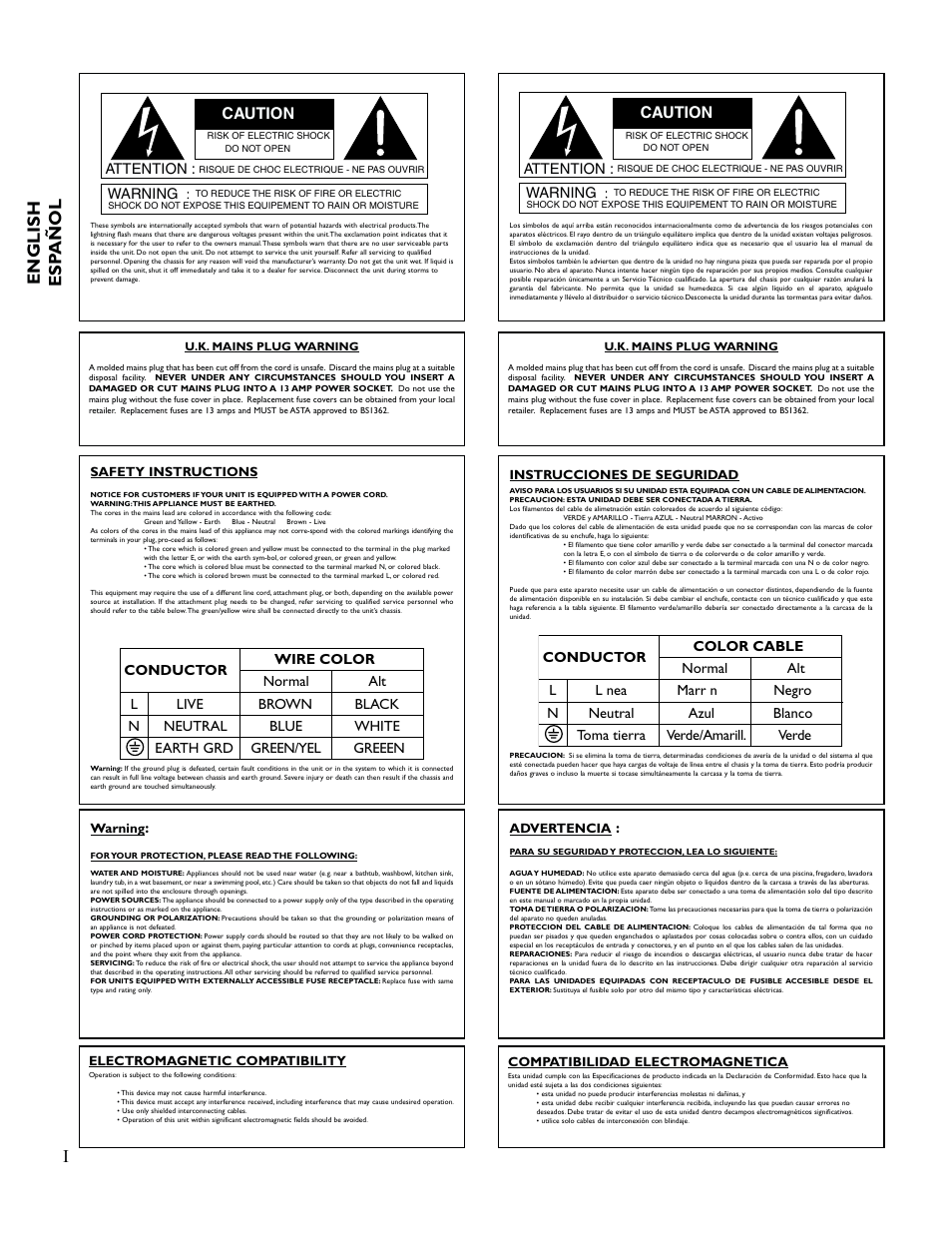 Ienglish esp añol, Caution | Johnson Amplification J-STATION User Manual | Page 2 / 76