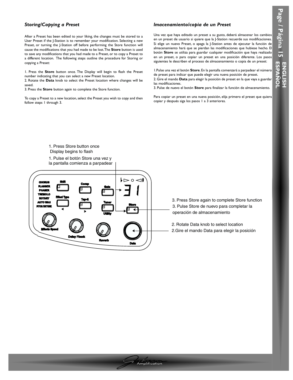 Pa g e / p á gina 15 | Johnson Amplification J-STATION User Manual | Page 20 / 76