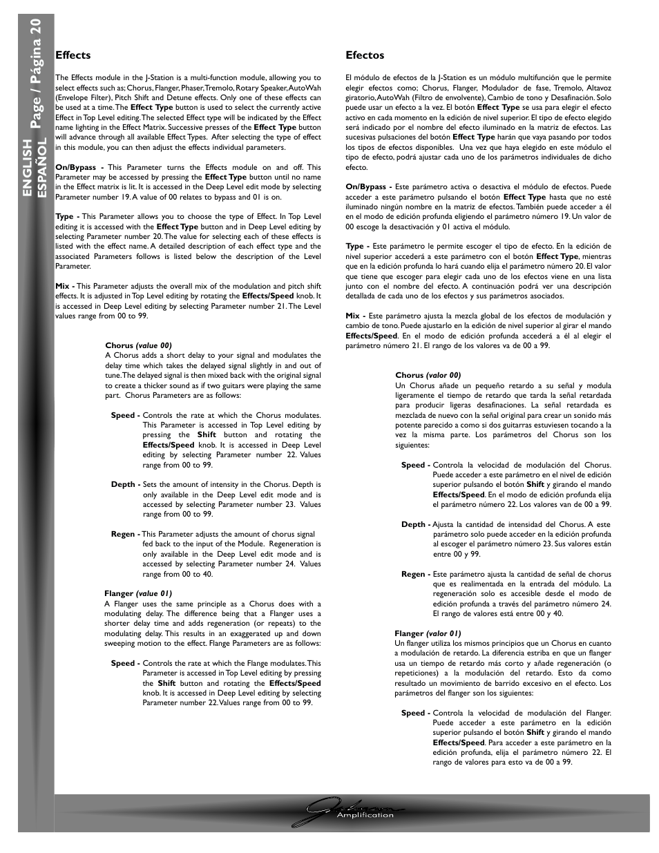 Pa g e / p á gina 20 | Johnson Amplification J-STATION User Manual | Page 25 / 76