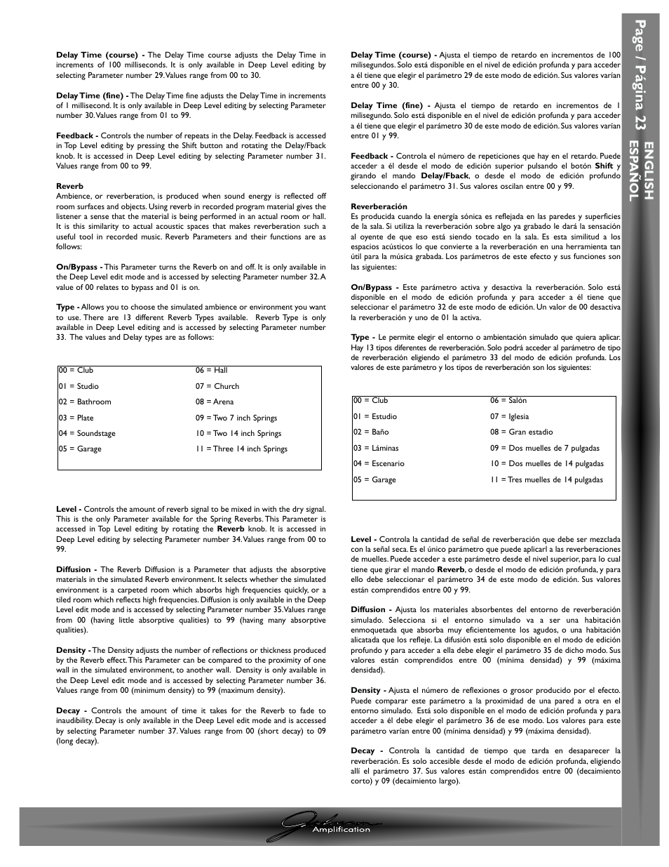 Pa g e / p á gina 23, English esp a ñ ol | Johnson Amplification J-STATION User Manual | Page 28 / 76