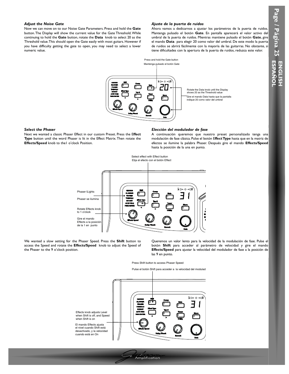 Pa g e / p á gina 25, English esp a ñ ol | Johnson Amplification J-STATION User Manual | Page 30 / 76