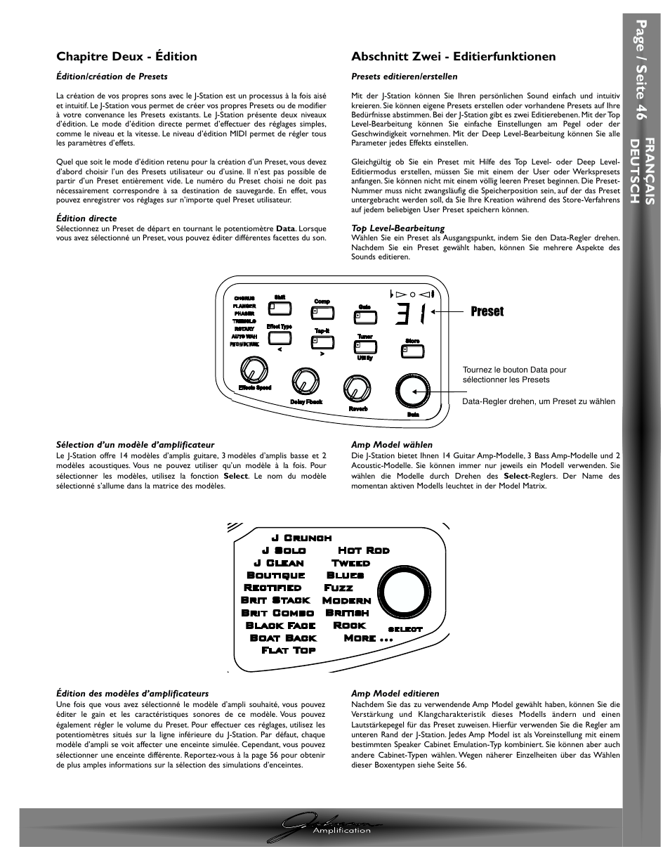 Pa g e / seite 46 | Johnson Amplification J-STATION User Manual | Page 51 / 76