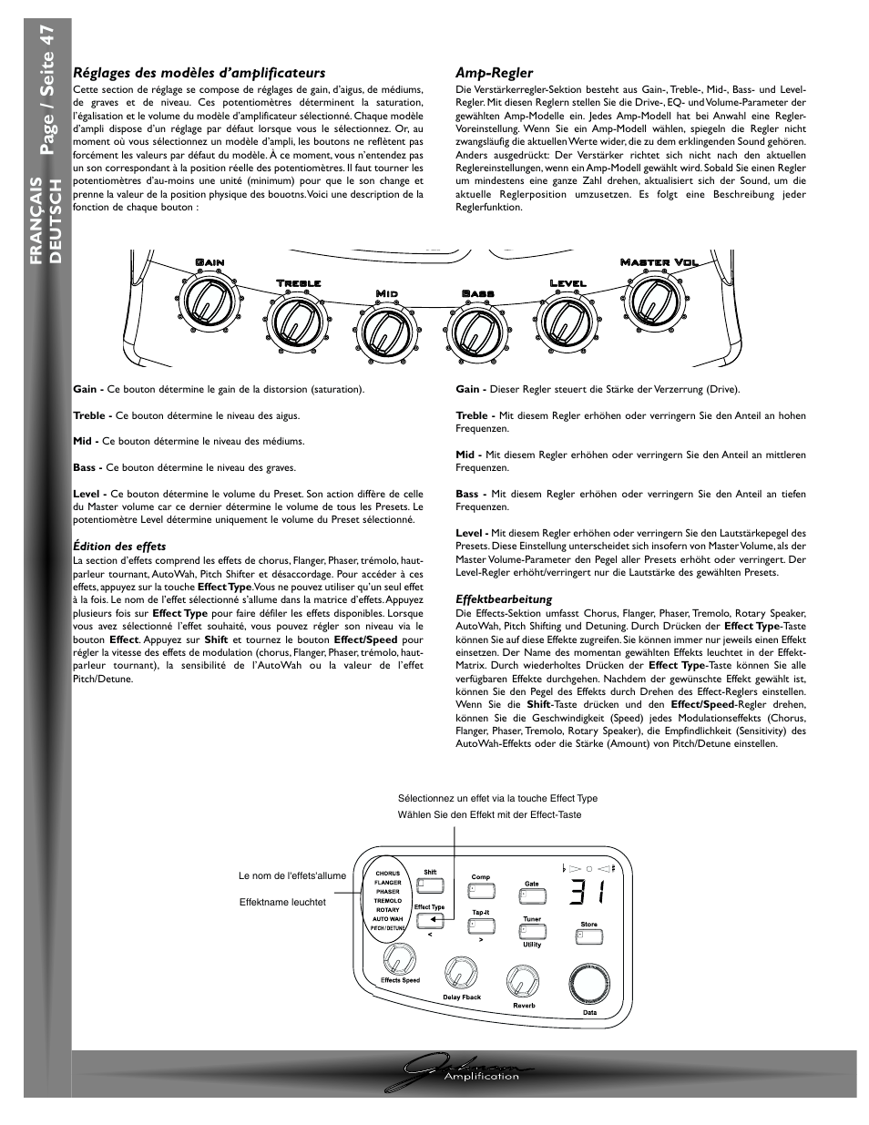 Pa g e / seite 47, J-station mode d ’emploi / bedienungshandbuch, Fran ç ais deutsch | Johnson Amplification J-STATION User Manual | Page 52 / 76