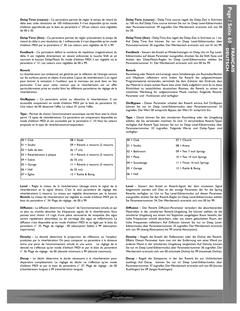Pa g e / seite 60, Chapitre / abschnitt 3- effets / effekte, J-station mode d ’emploi / bedienungshandbich | Fran ç ais deutsch | Johnson Amplification J-STATION User Manual | Page 65 / 76