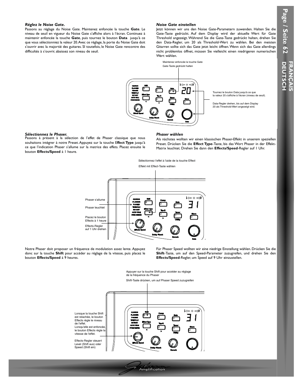 Pa g e / seite 62, Chapitre / abschnitt 4- application / lehrgang, J-station mode d ’emploi / bedienungshandbich | Fran ç ais deutsch | Johnson Amplification J-STATION User Manual | Page 67 / 76