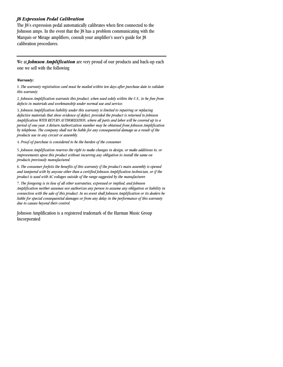Johnson Amplification J8 User Manual | Page 7 / 8