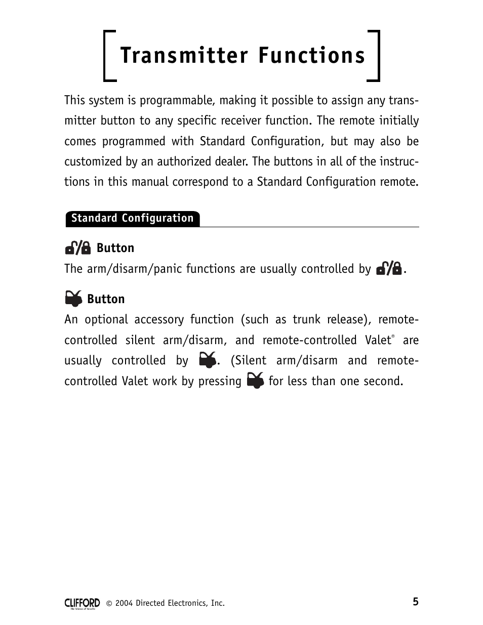 Transmitter functions | CLIFFORD 980074 SERIES 11CX User Manual | Page 10 / 23