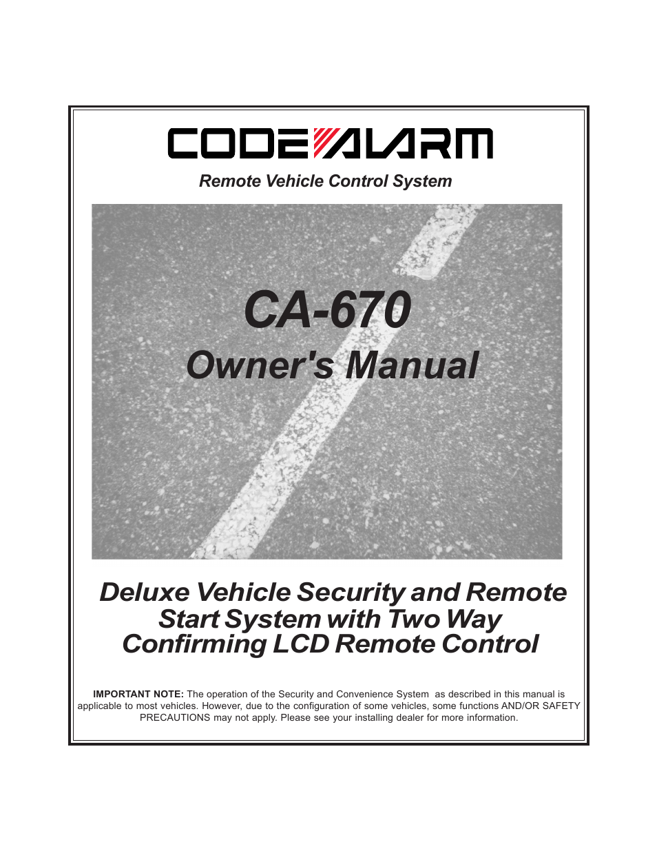 Code Alarm CA-670 User Manual | 14 pages