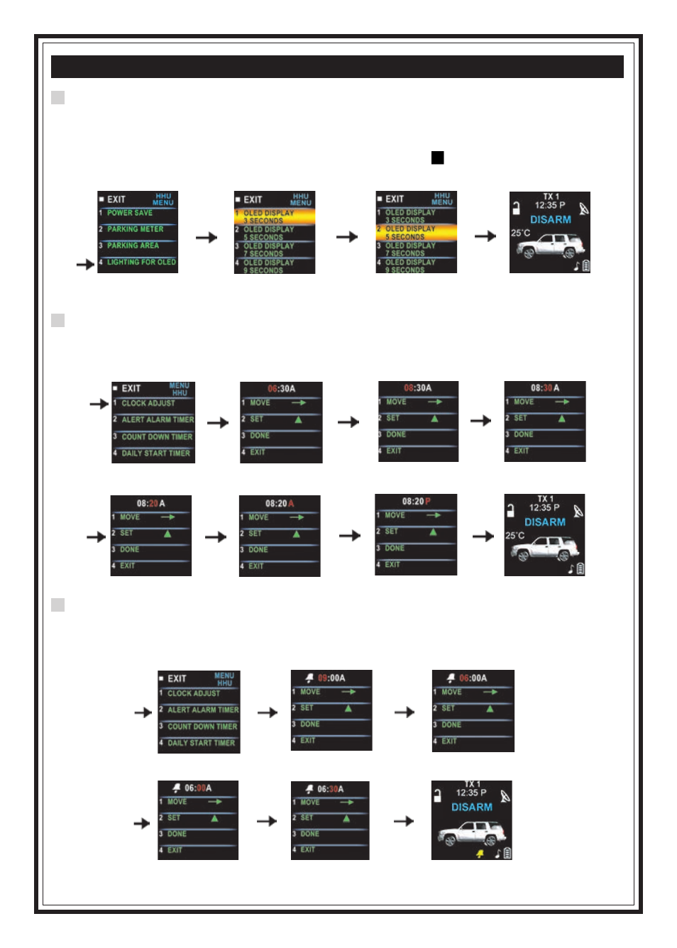 Clock adjustment, Alert alarm timer | Code Alarm SRT 9000 User Manual | Page 10 / 26