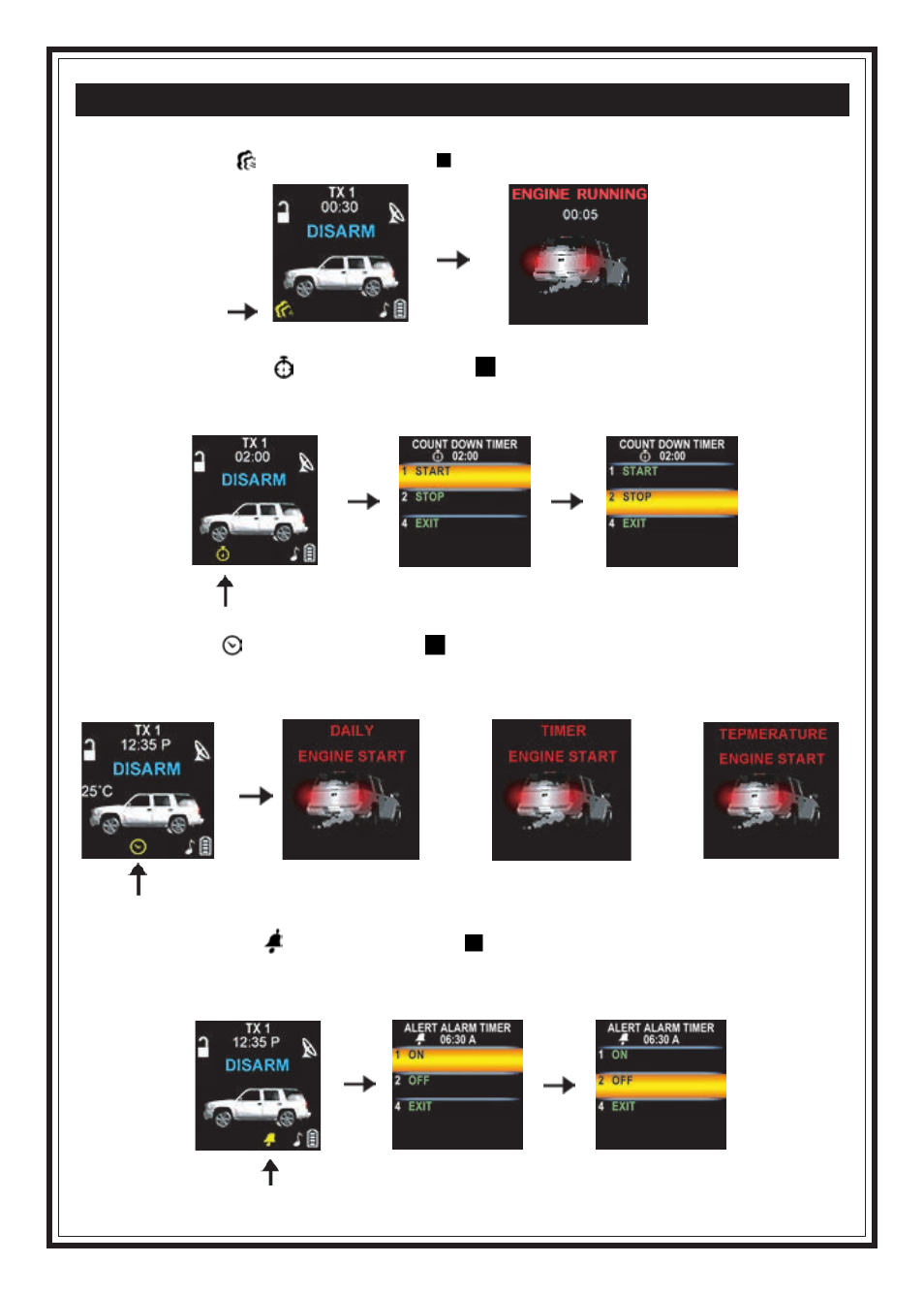 Way transmitter main display page, continued | Code Alarm SRT 9000 User Manual | Page 6 / 26