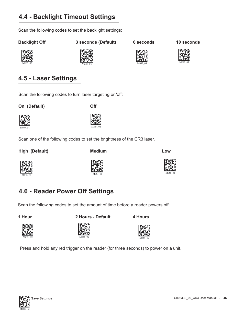 6 - reader power off settings | Code Alarm CR3 User Manual | Page 52 / 68