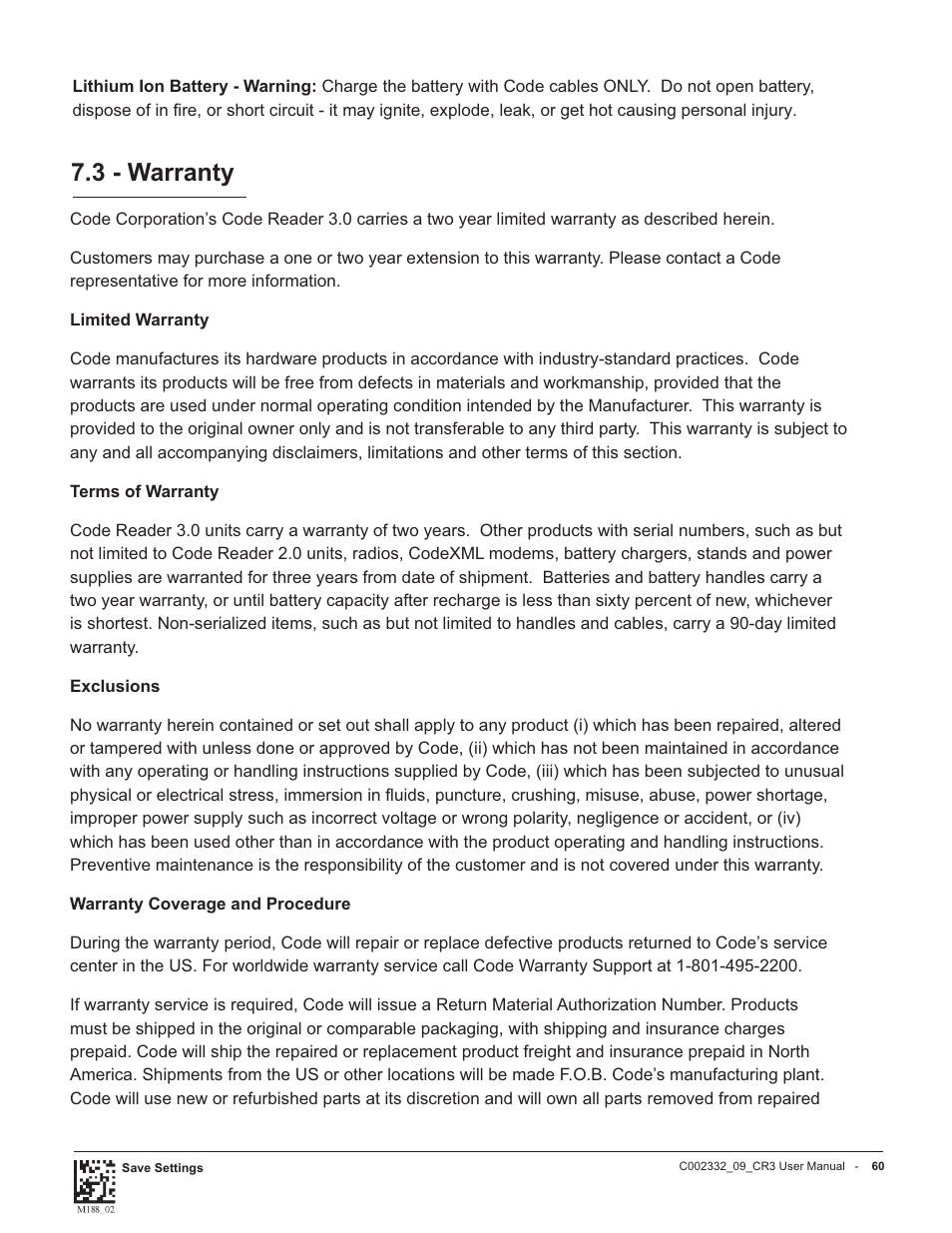 3 - warranty | Code Alarm CR3 User Manual | Page 66 / 68