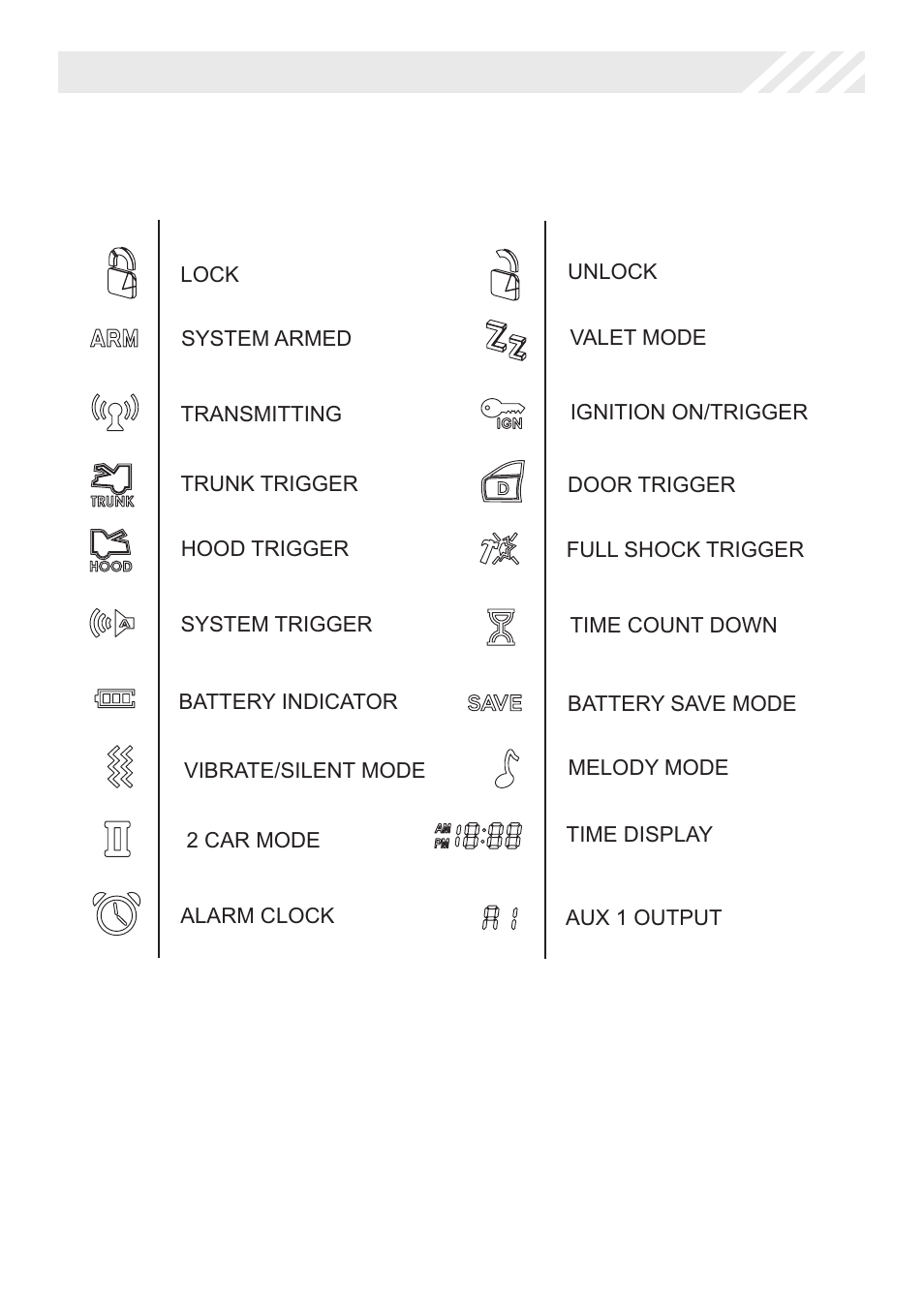 Lcd remote control icon’s | Code Alarm PROFESSIONAL SERIES CA 1551 User Manual | Page 9 / 14