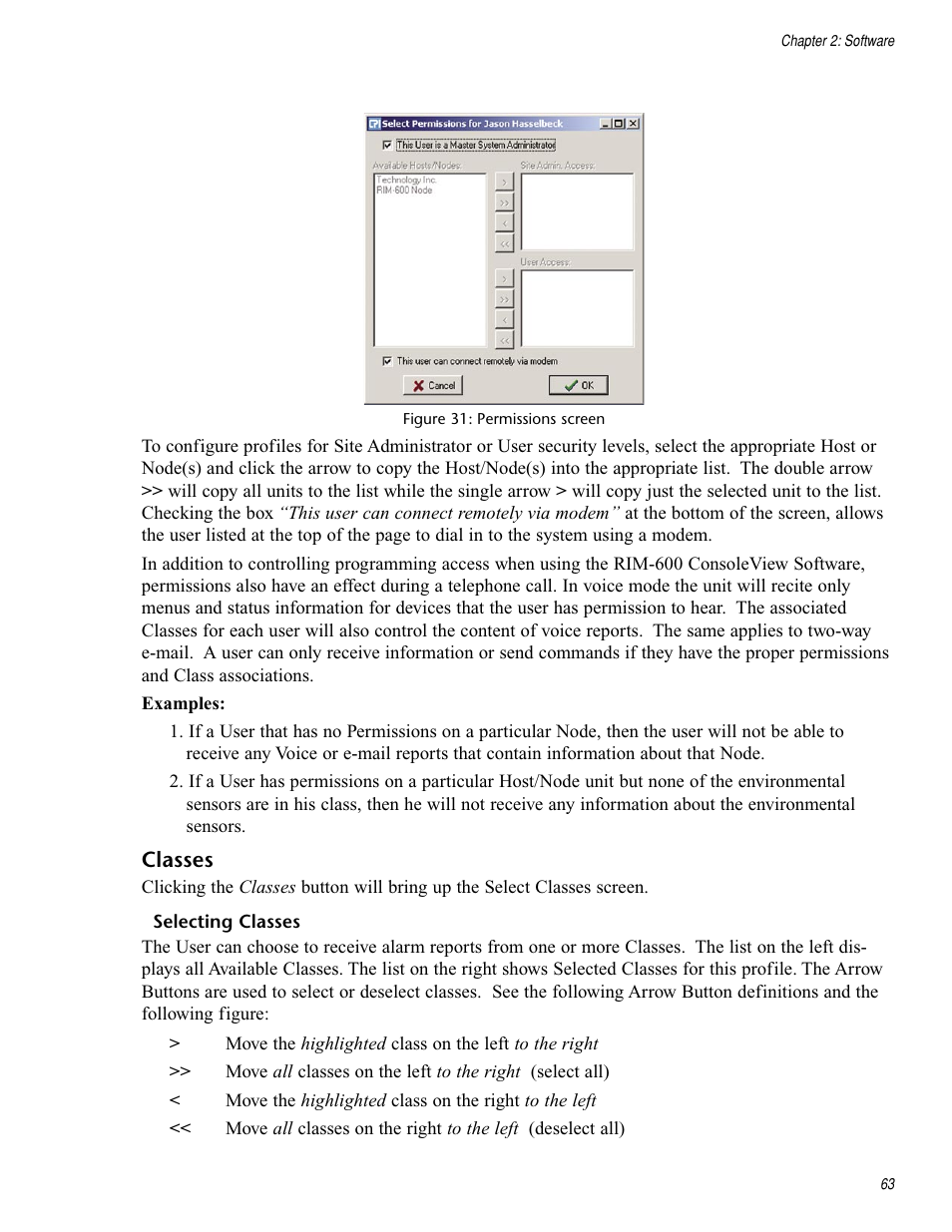 Classes, Selecting classes | Chatsworth Products RIM-600 User Manual | Page 63 / 84