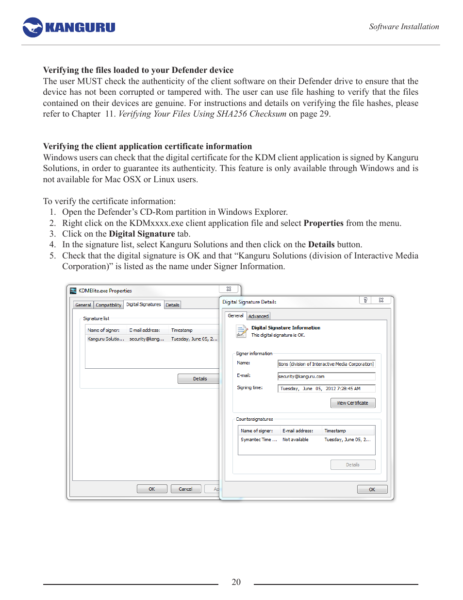 Kanguru Common Criteria Evaluated v1.21 User Manual | Page 20 / 36