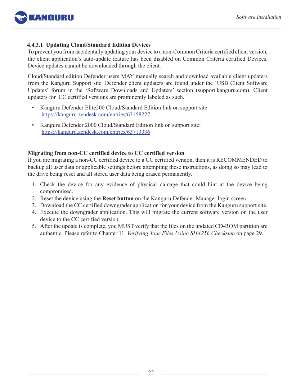 Updating cloud/standard edition devices | Kanguru Common Criteria Evaluated v1.21 User Manual | Page 22 / 36