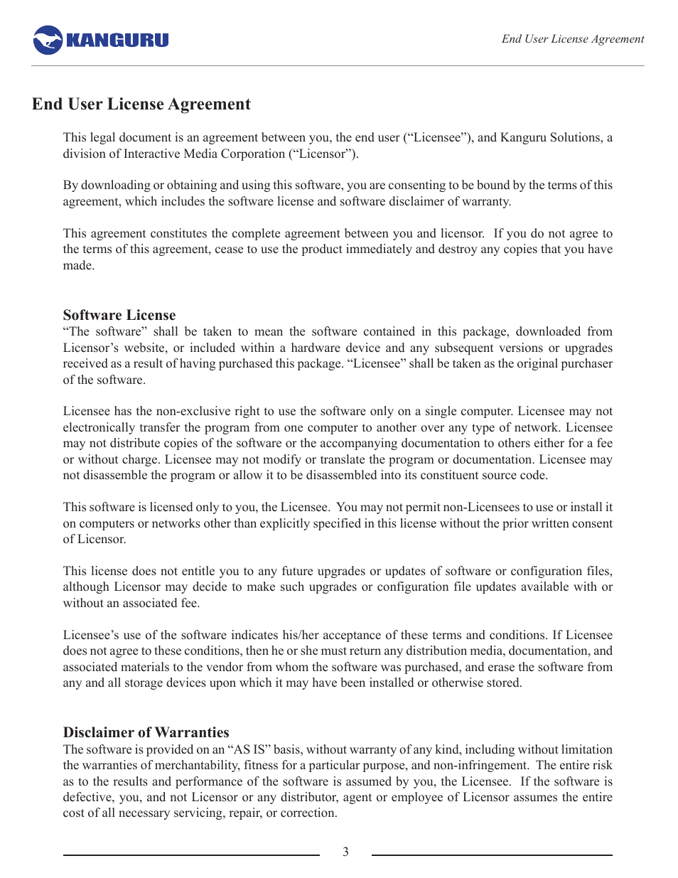 End user license agreement | Kanguru Common Criteria Evaluated v1.21 User Manual | Page 3 / 36