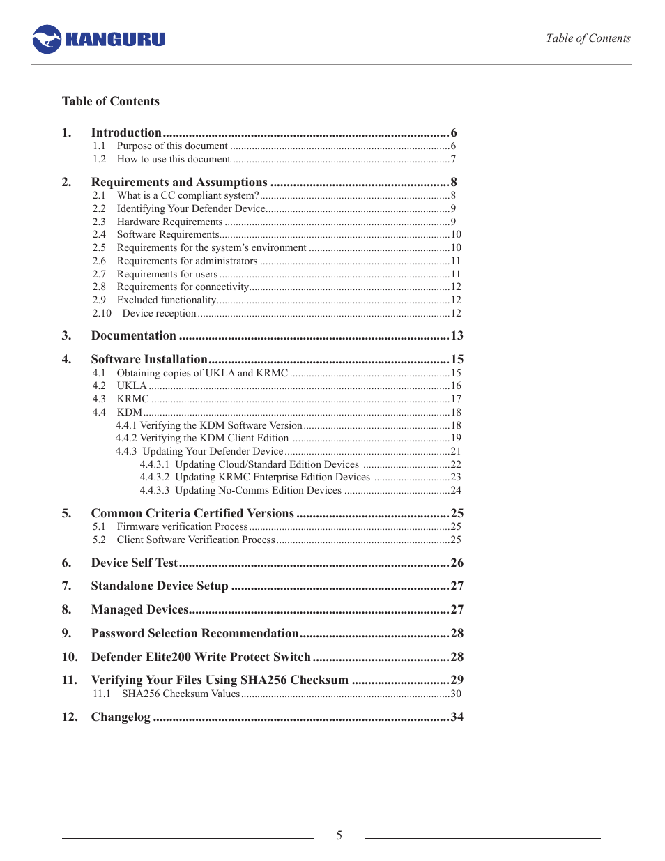 Kanguru Common Criteria Evaluated v1.21 User Manual | Page 5 / 36