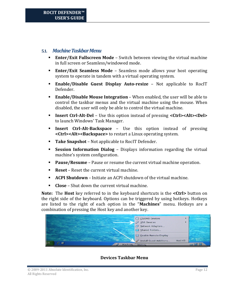 Machine taskbar menu | Kanguru RocIT Defender User Manual | Page 12 / 21
