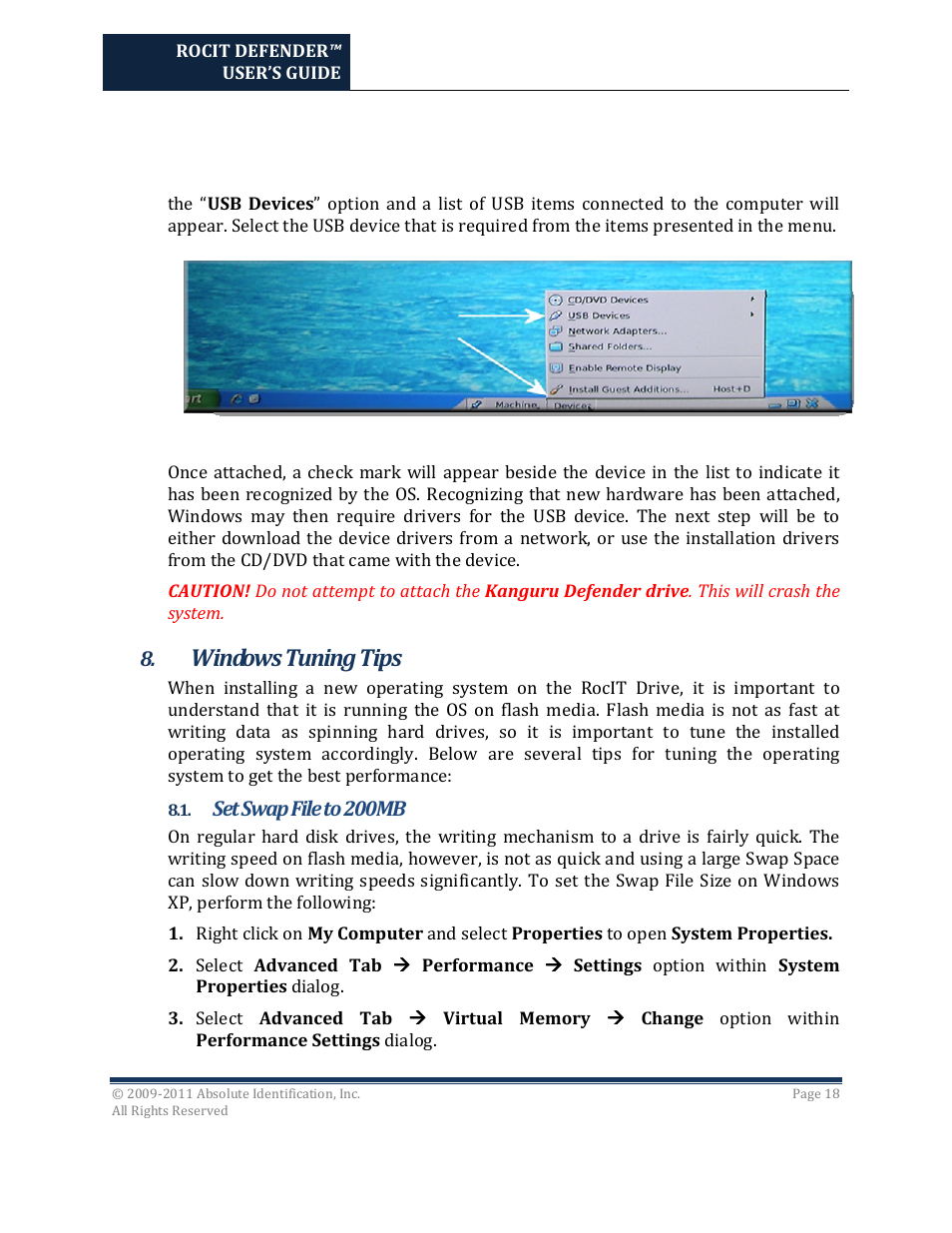 Windows tuning tips | Kanguru RocIT Defender User Manual | Page 18 / 21
