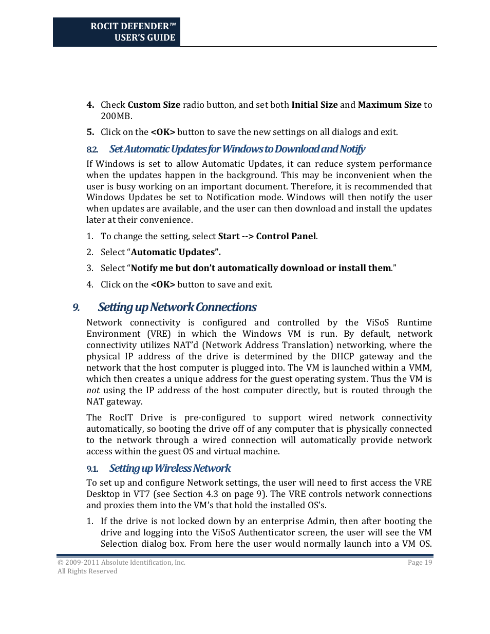 Setting up network connections | Kanguru RocIT Defender User Manual | Page 19 / 21