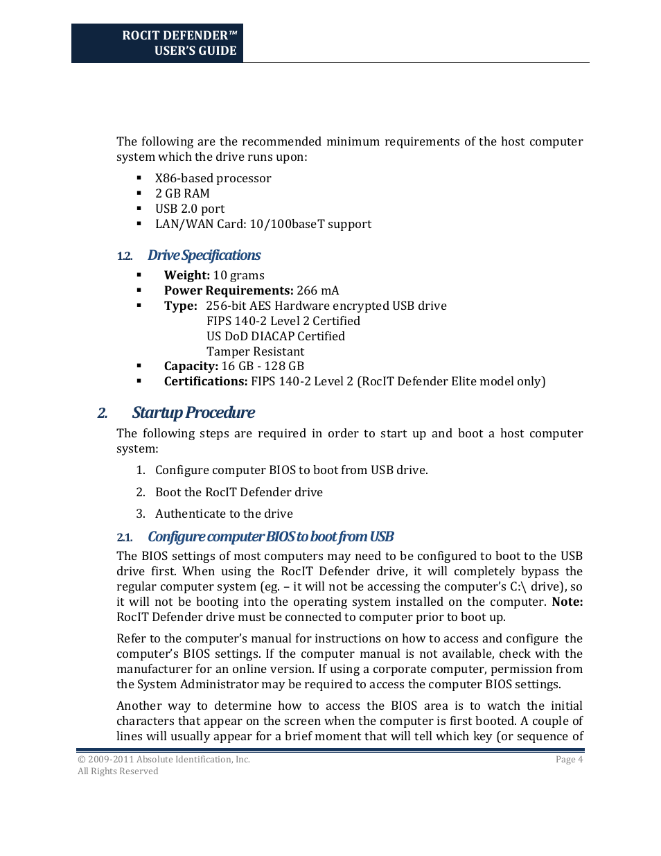 Startup procedure | Kanguru RocIT Defender User Manual | Page 4 / 21