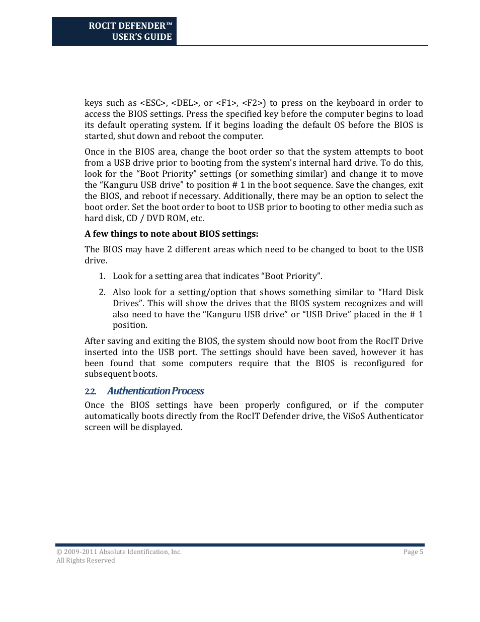Authentication process | Kanguru RocIT Defender User Manual | Page 5 / 21
