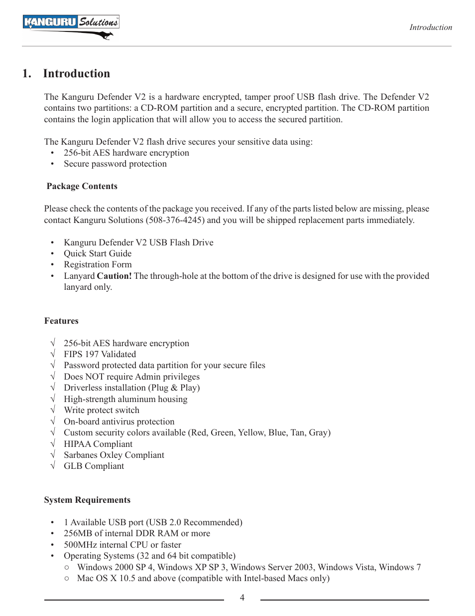 Introduction | Kanguru Defender V2 User Manual | Page 4 / 30