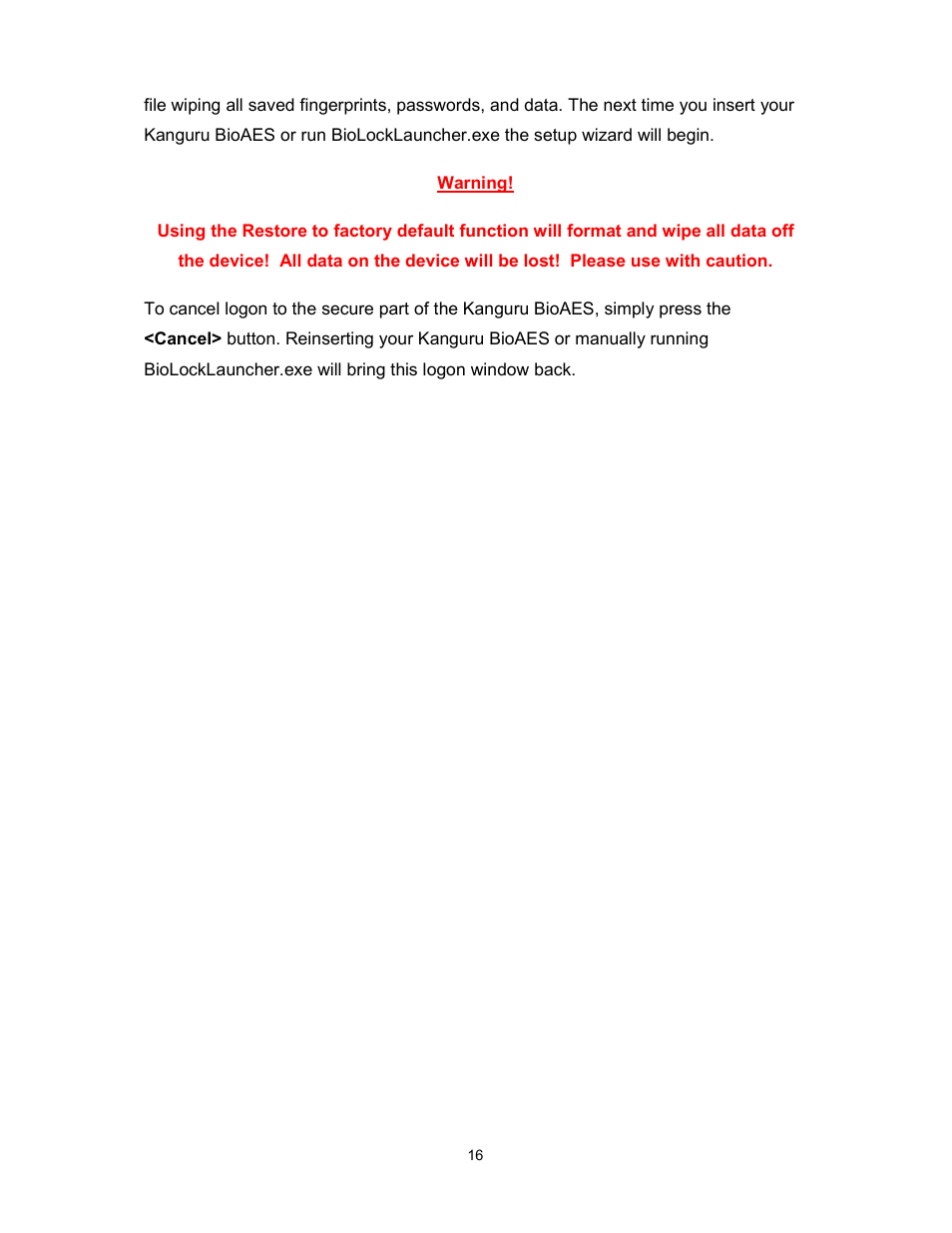 Kanguru Bio AES User Manual | Page 17 / 22