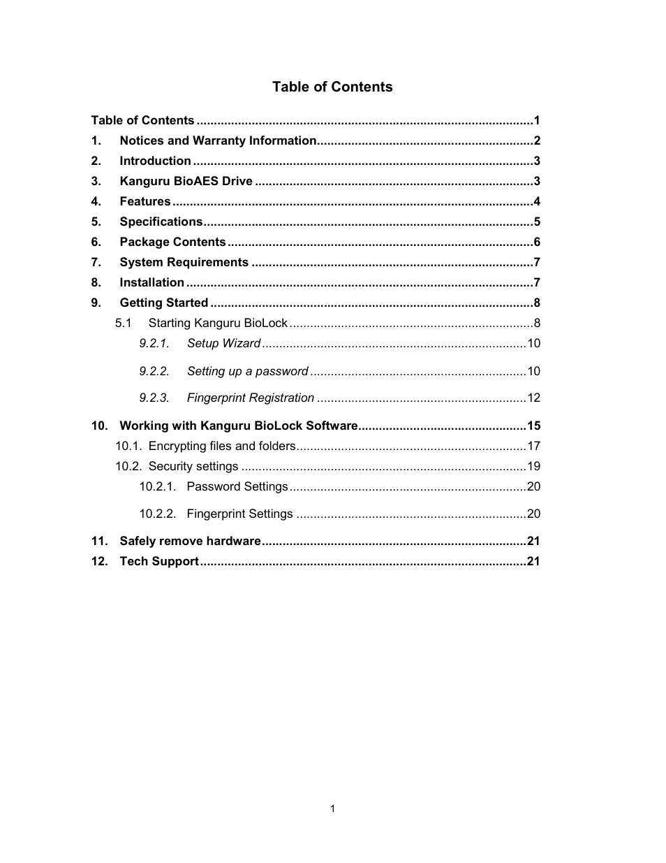 Kanguru Bio AES User Manual | Page 2 / 22