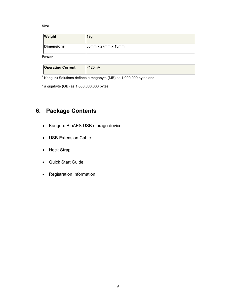 Package contents | Kanguru Bio AES User Manual | Page 7 / 22