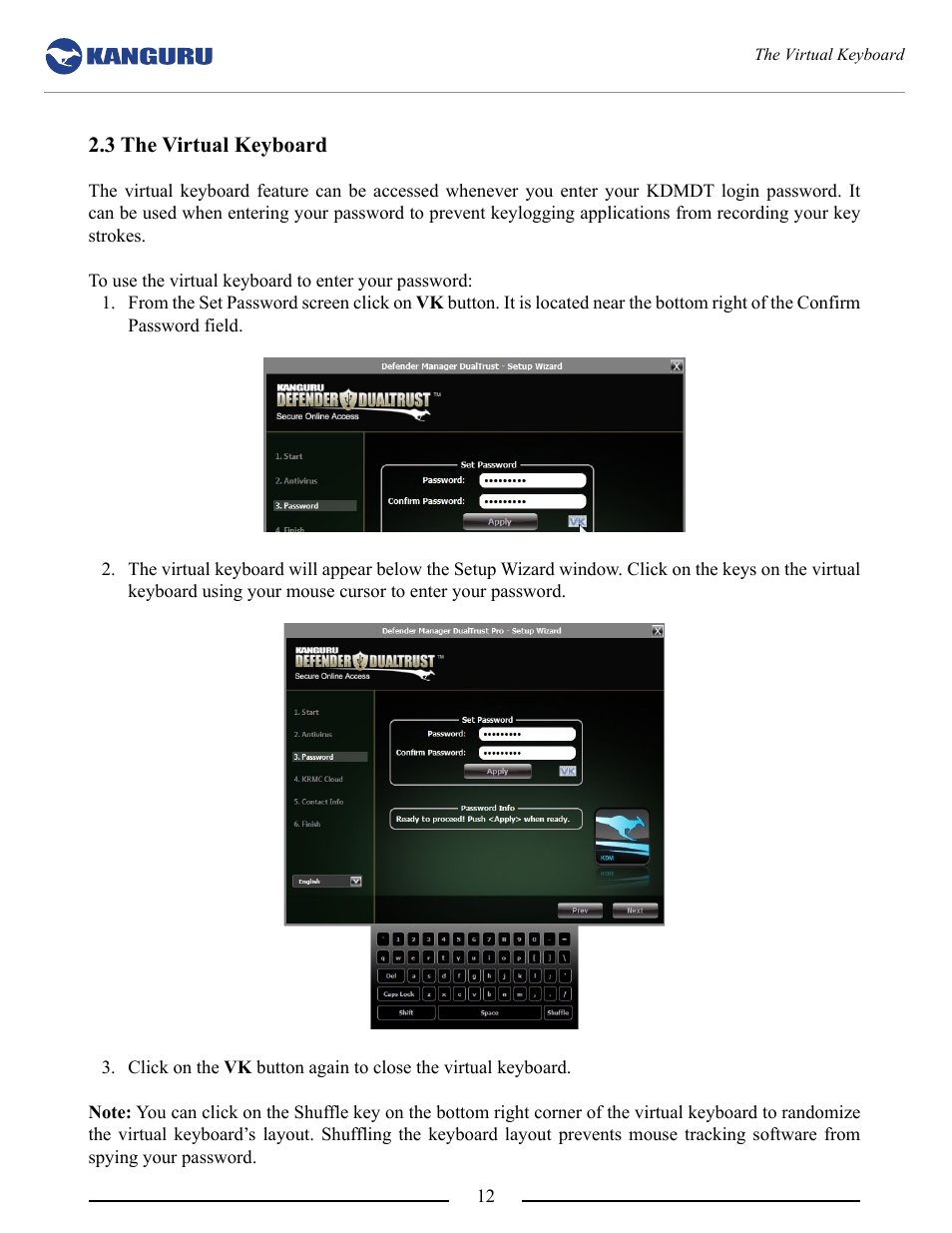 3 the virtual keyboard | Kanguru DualTrust User Manual | Page 12 / 25