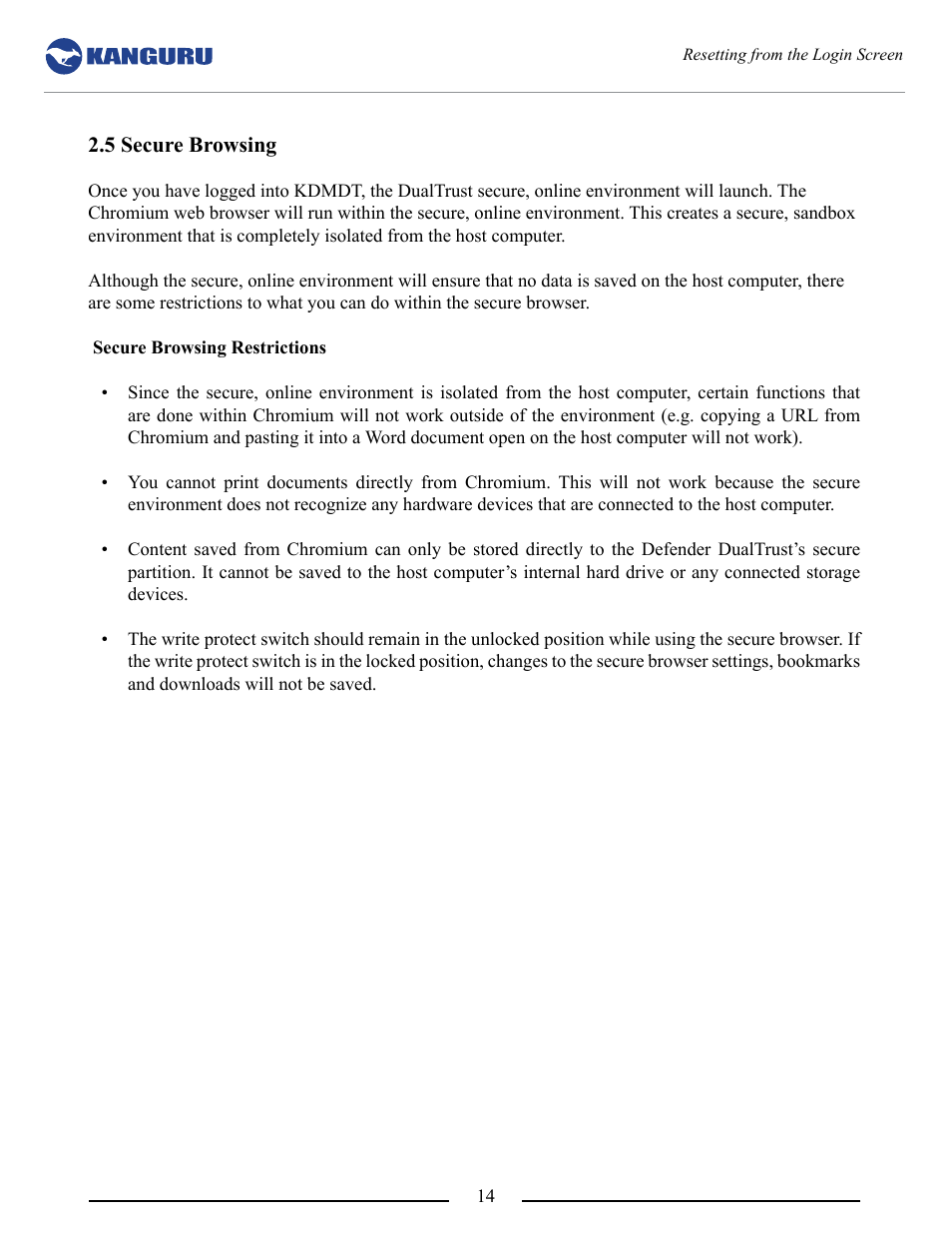 5 secure browsing | Kanguru DualTrust User Manual | Page 14 / 25