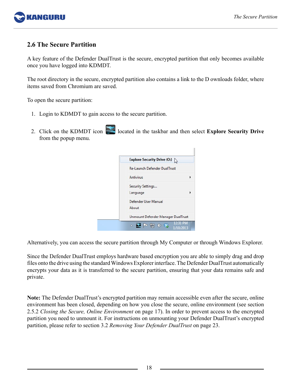 6 the secure partition | Kanguru DualTrust User Manual | Page 18 / 25