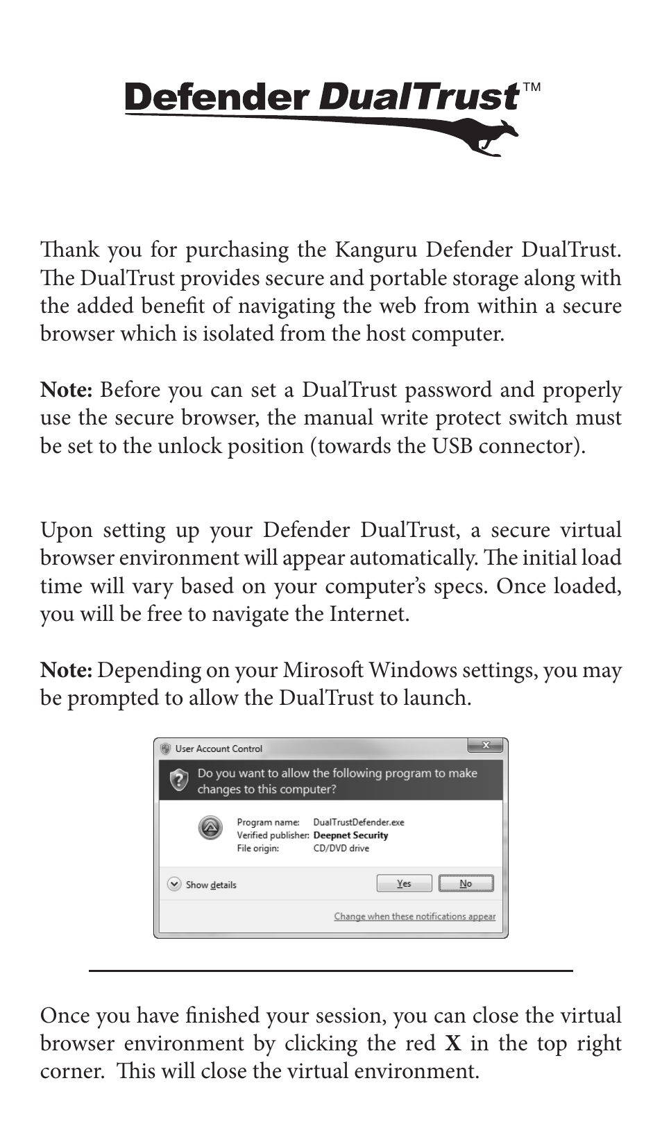 Kanguru DualTrust Quick Start User Manual | 2 pages
