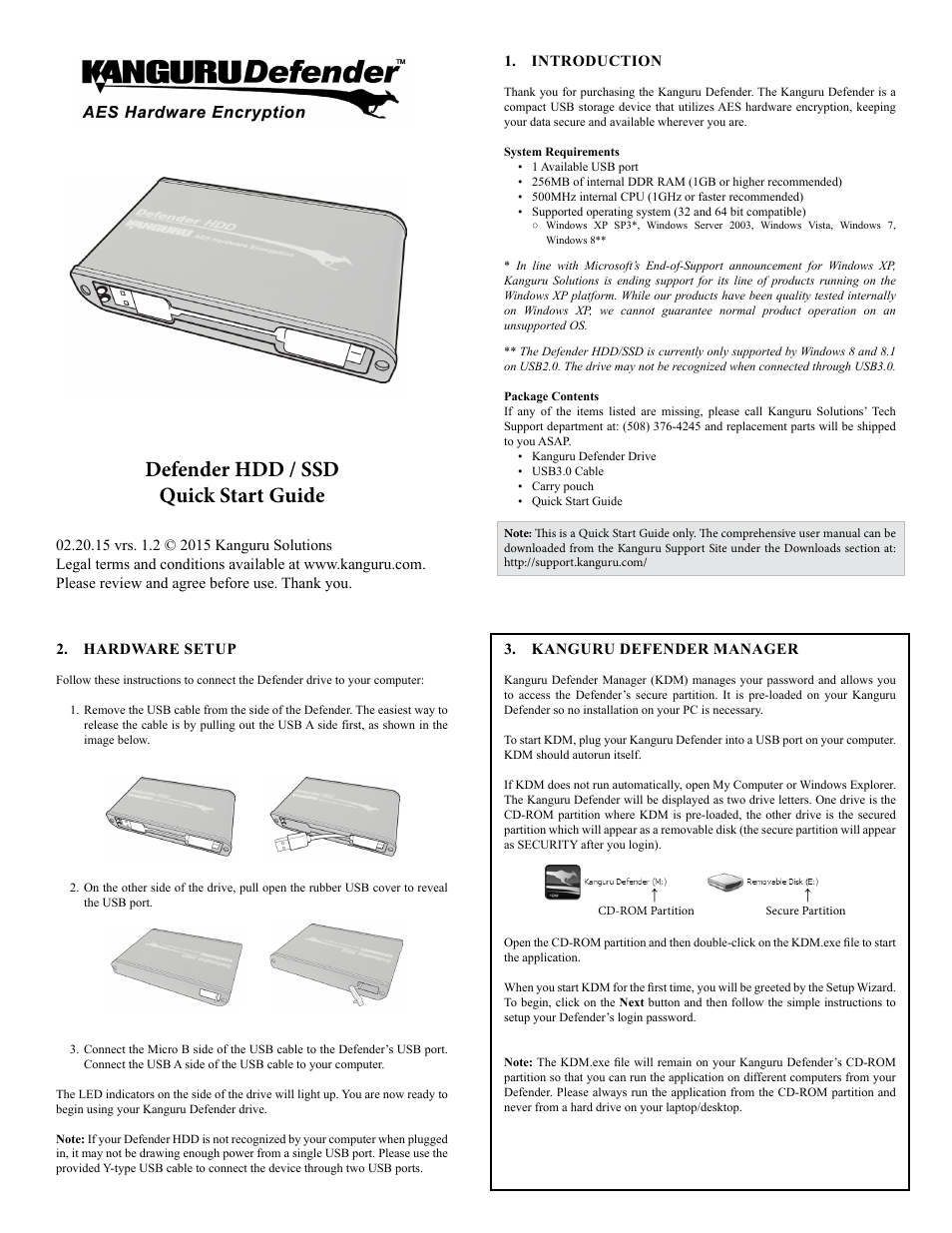 Kanguru Defender HDD Quick Start User Manual | 2 pages