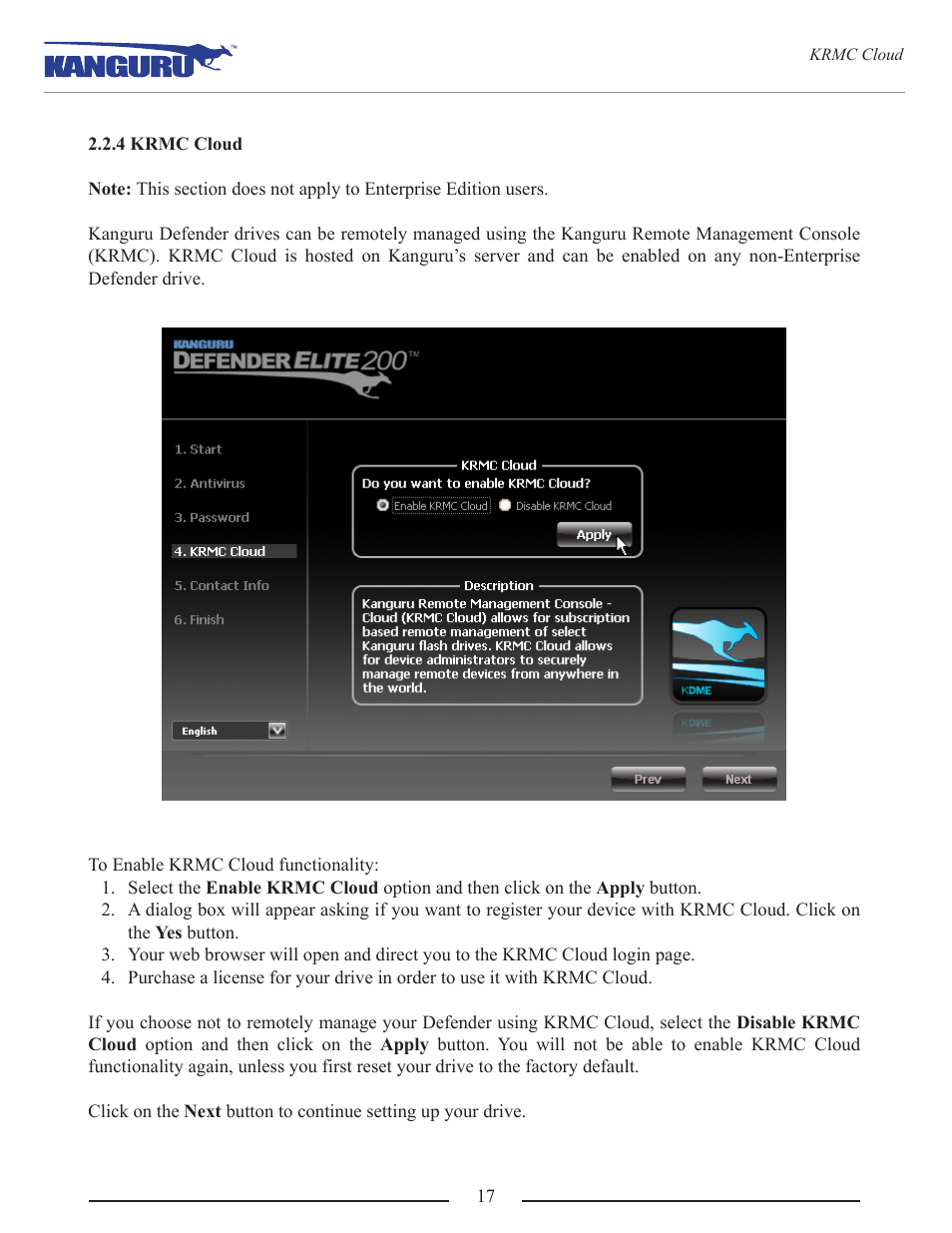 4 krmc cloud | Kanguru Defender Elite200 User Manual | Page 17 / 40