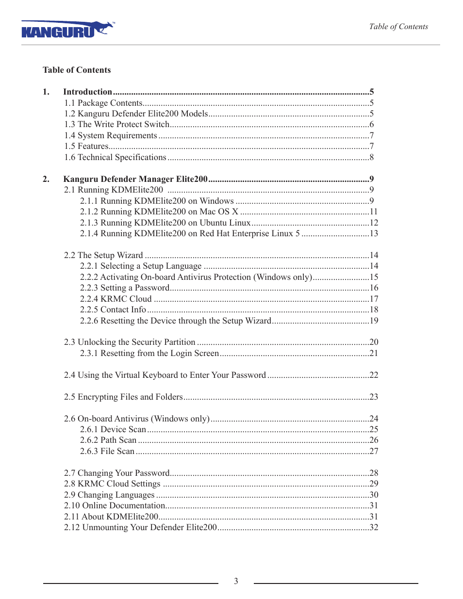Kanguru Defender Elite200 User Manual | Page 3 / 40