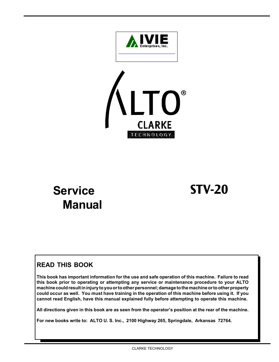 Clarke STV-20 User Manual | 6 pages