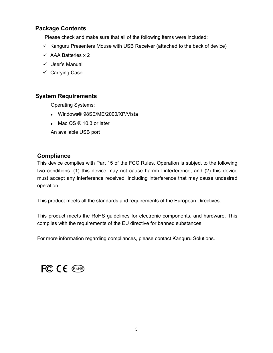 Kanguru Wireless presenters Mouse User Manual | Page 5 / 12