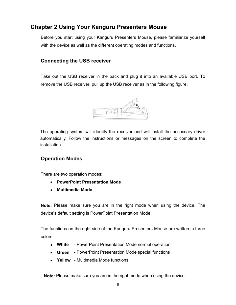 Chapter 2 using your kanguru presenters mouse | Kanguru Wireless presenters Mouse User Manual | Page 6 / 12