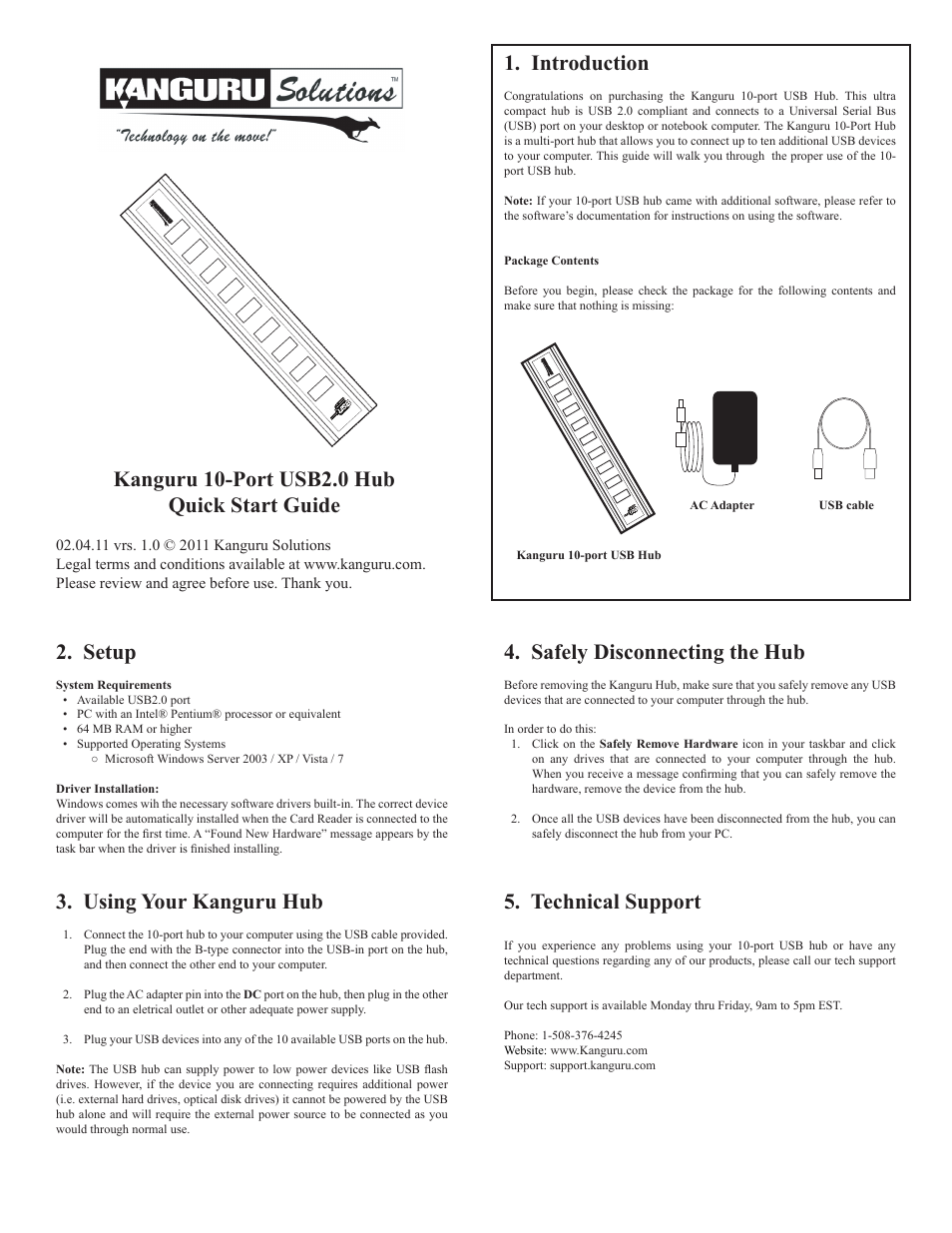 Kanguru 10-Port USB2.0 Hub User Manual | 1 page